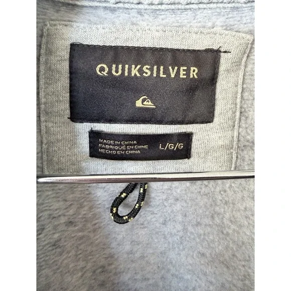 Quiksilver Terry Fleece Crew Neck Sweatshirt LG Heather Gray Beach Surf LS - Picture 4 of 4